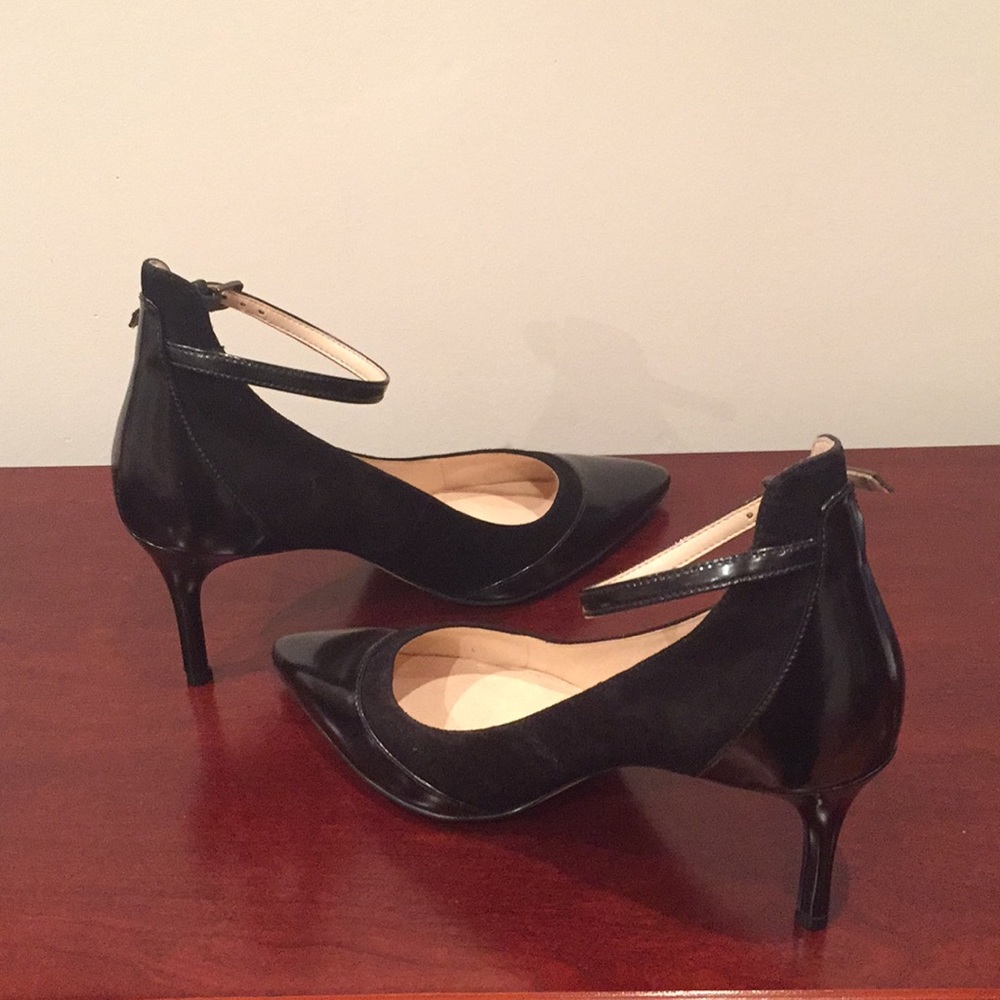 Nine West Black 3” stilettos with ankle strap